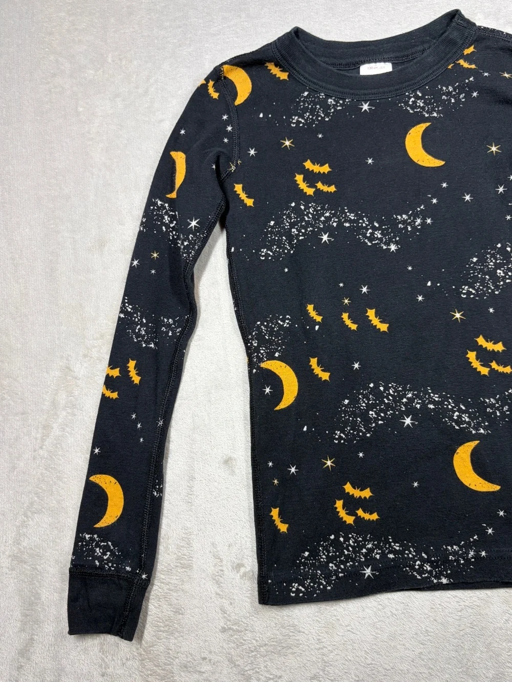 Hanna Andersson Kids Black Stars Bat Moon Midnight Stars Halloween PJ Top Size 8